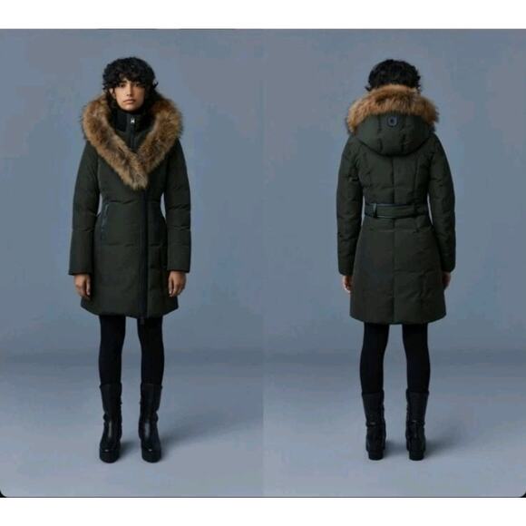 $1690 Mackage Green Quilted Key Trish Down Puffer Coat Jacket Fur Collar Sz S - Picture 6 of 16